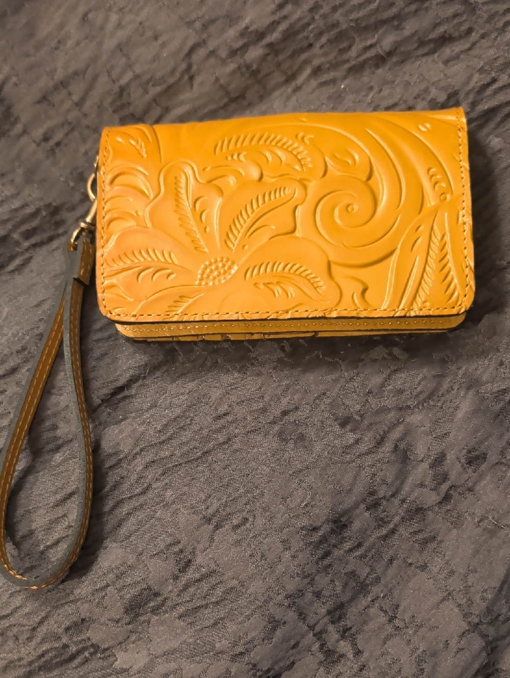 Patricia Nash Koumi Burnished Tooled Leather Zip Around Wallet in Mango - Picture 11 of 16